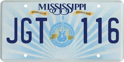 MS license plate JGT116