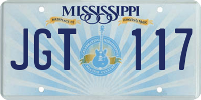 MS license plate JGT117