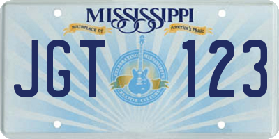 MS license plate JGT123