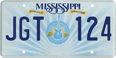 MS license plate JGT124