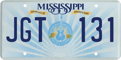 MS license plate JGT131