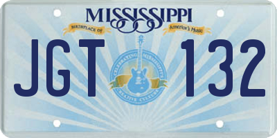 MS license plate JGT132