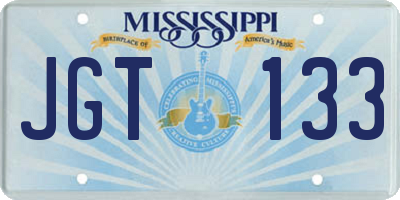 MS license plate JGT133
