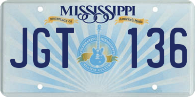 MS license plate JGT136