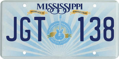 MS license plate JGT138