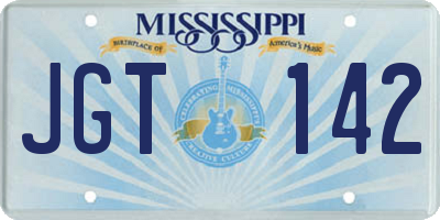 MS license plate JGT142