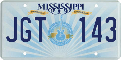 MS license plate JGT143