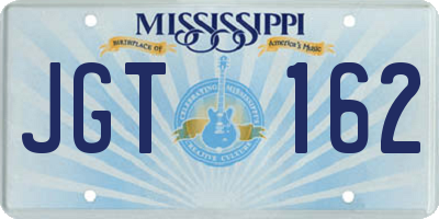MS license plate JGT162