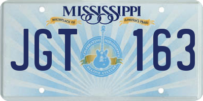 MS license plate JGT163