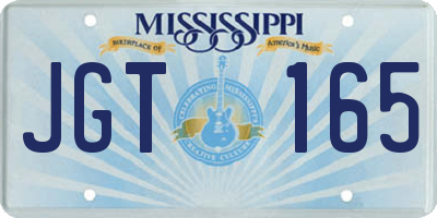 MS license plate JGT165