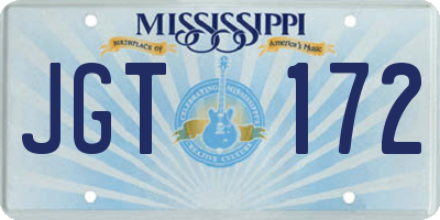 MS license plate JGT172