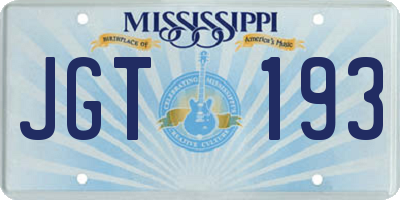 MS license plate JGT193