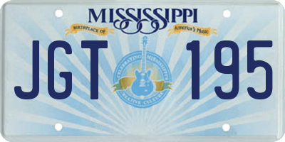 MS license plate JGT195