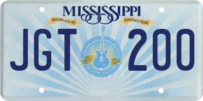 MS license plate JGT200