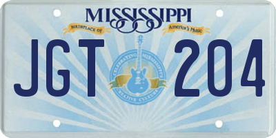 MS license plate JGT204