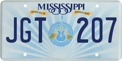 MS license plate JGT207
