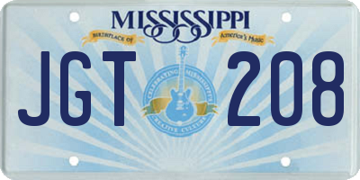 MS license plate JGT208