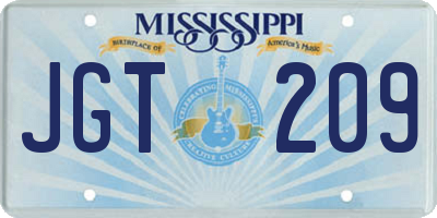 MS license plate JGT209