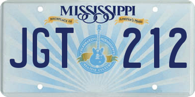 MS license plate JGT212