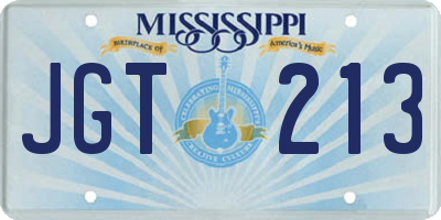 MS license plate JGT213