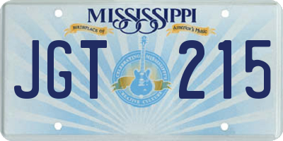 MS license plate JGT215