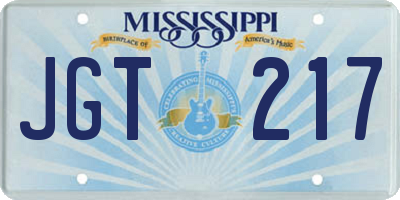 MS license plate JGT217
