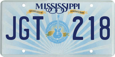 MS license plate JGT218