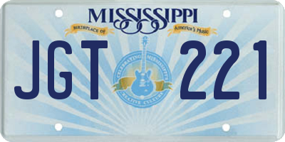 MS license plate JGT221