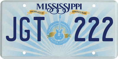 MS license plate JGT222