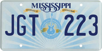 MS license plate JGT223