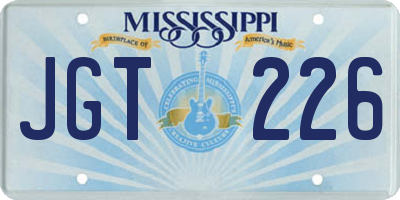 MS license plate JGT226