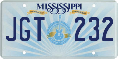 MS license plate JGT232