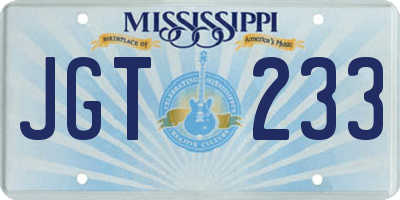 MS license plate JGT233