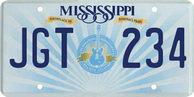 MS license plate JGT234