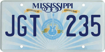 MS license plate JGT235