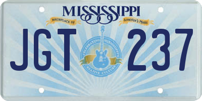 MS license plate JGT237