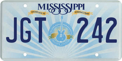 MS license plate JGT242