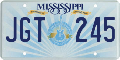 MS license plate JGT245