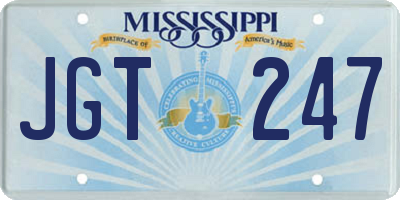 MS license plate JGT247