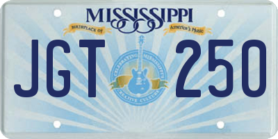 MS license plate JGT250