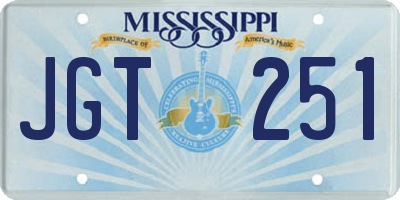 MS license plate JGT251