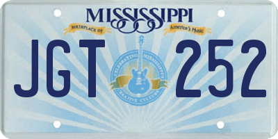 MS license plate JGT252