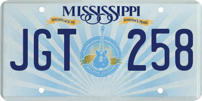 MS license plate JGT258