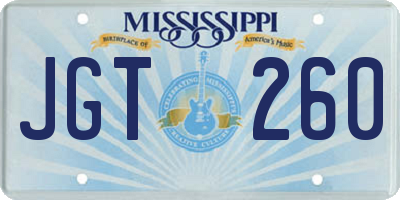 MS license plate JGT260