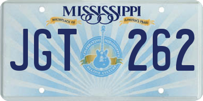 MS license plate JGT262