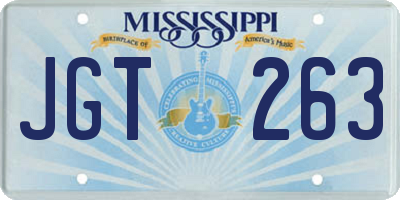 MS license plate JGT263