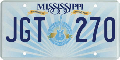 MS license plate JGT270