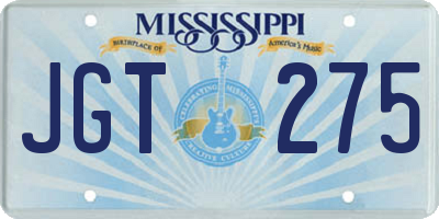 MS license plate JGT275