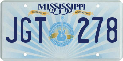 MS license plate JGT278