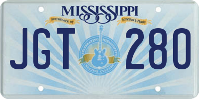 MS license plate JGT280